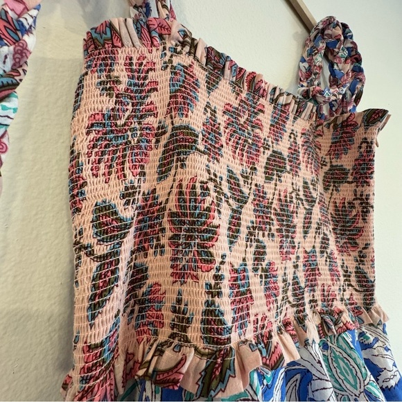 Alix of Bohemia Colorful Tiered Ruffle Floral Maxi Dress Smocked XS - Picture 7 of 11